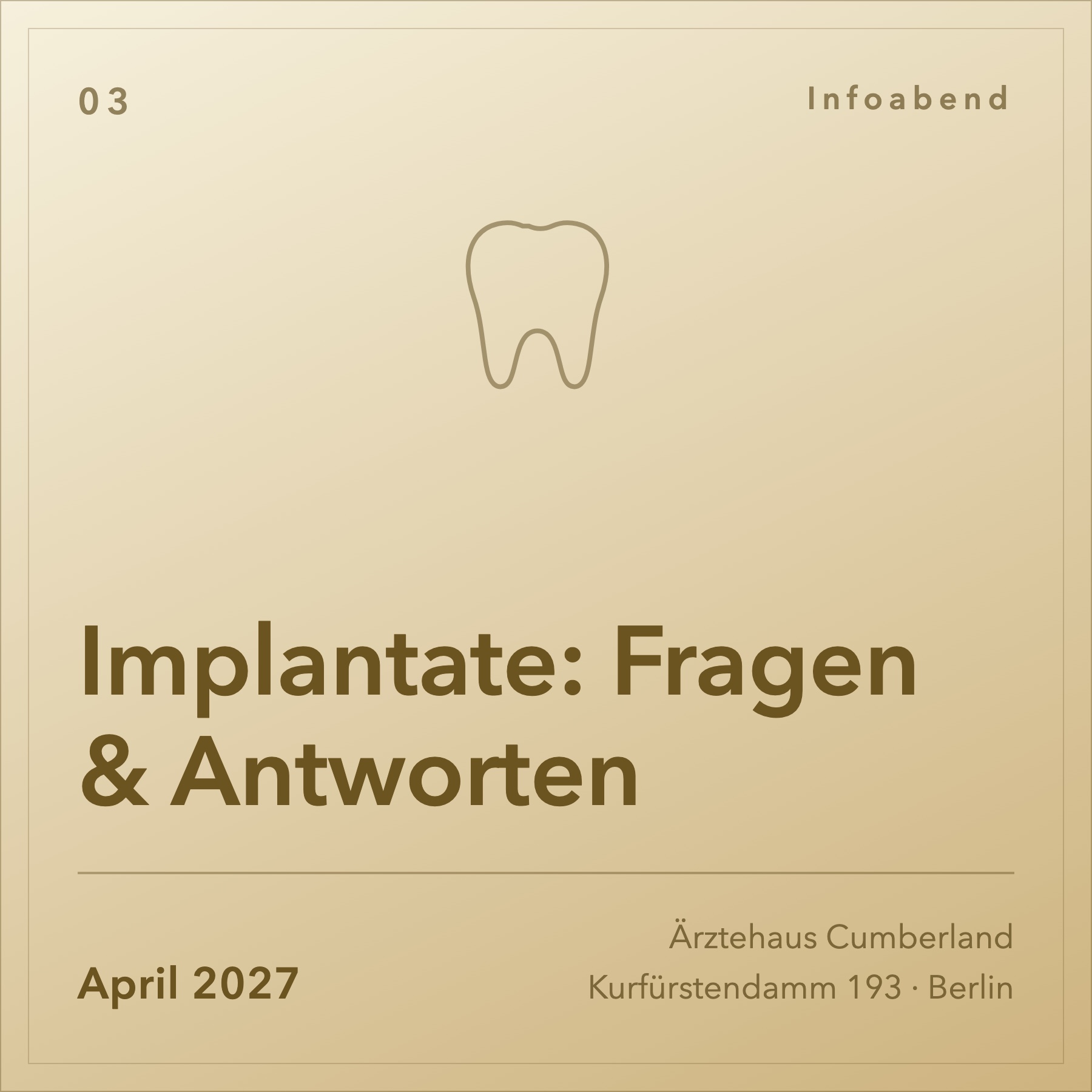 Implantate: Fragen & Antworten — Veranstaltung im Ärztehaus Cumberland, April 2027